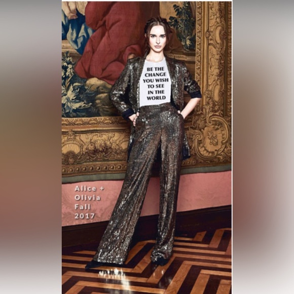 ALICE & OLIVIA Racquel Sequin Trousers, Large - Picture 1 of 13